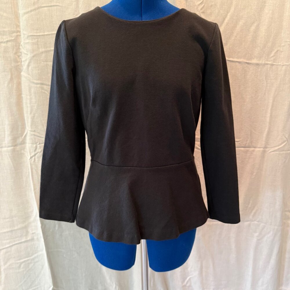 J.Crew Black Peplum Blouse